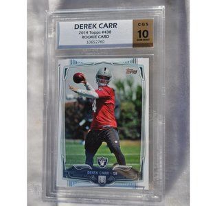 DEREK CARR 2014 Topps Chrome #438 Gem Mint CGS 10 Rookie RC With Ball